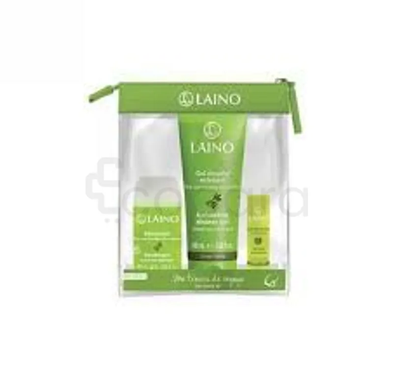 LAINO PACK MA TROUSSE DE VOYAGE VERTE THE VERT GEL DOUCHE 100ML + DEODORANT 50ML + SOIN DES LEVRES