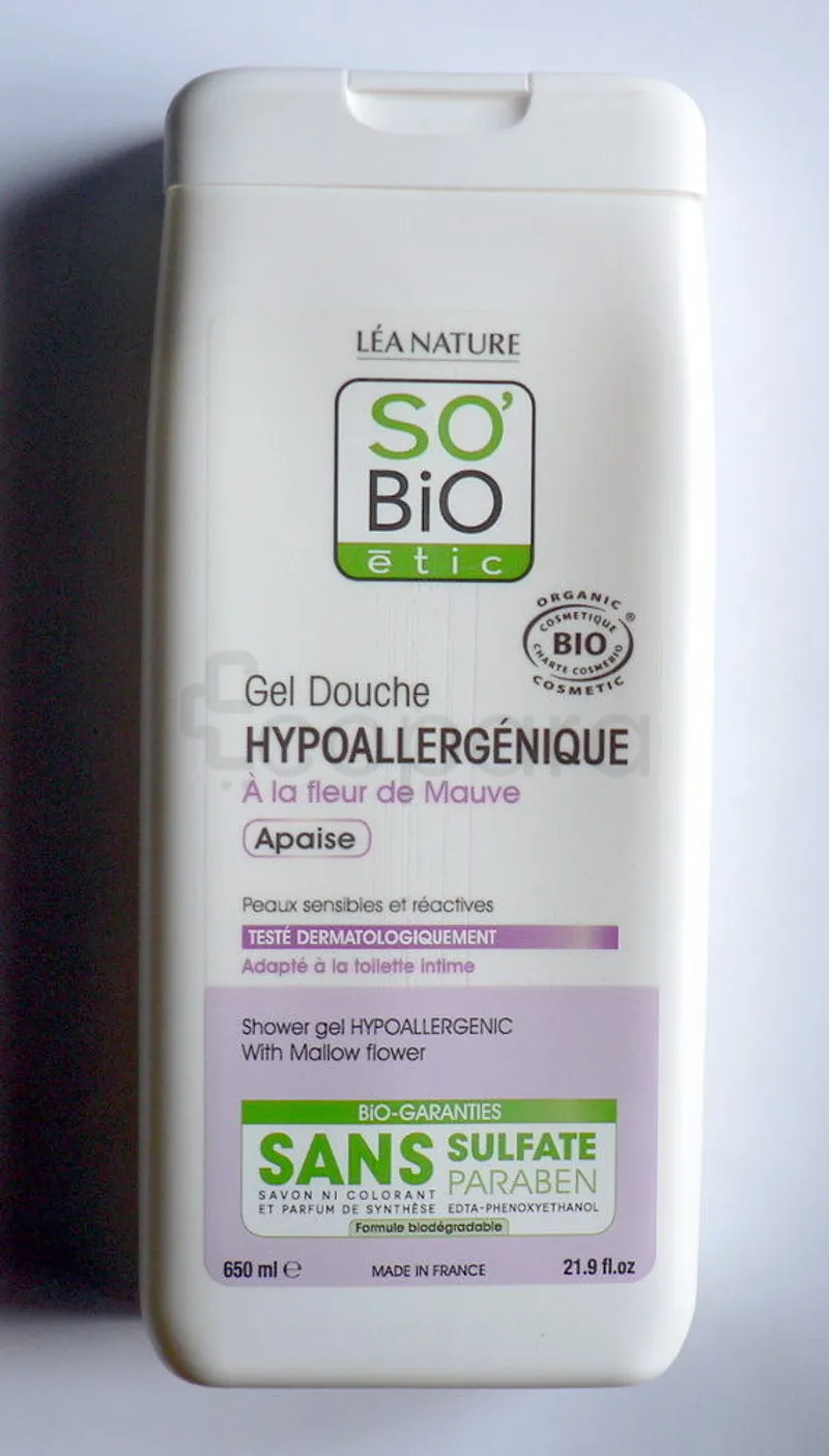 SO'BIO ETIC GEL DOUCHE HYPOALLERGENIQUE A LA FLEUR DE MAUVE 650ML