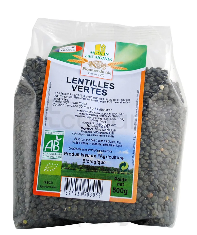 MOULIN DES MOINES LENTILLES VERTES 500G