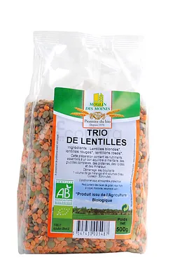 MOULIN DES MOINES TRIO DE LENTILLES 500G