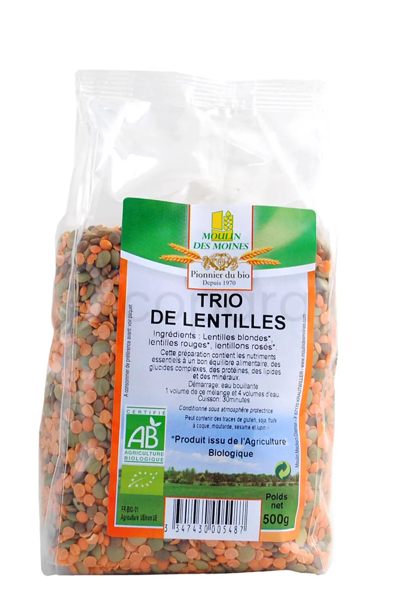 MOULIN DES MOINES TRIO DE LENTILLES 500G