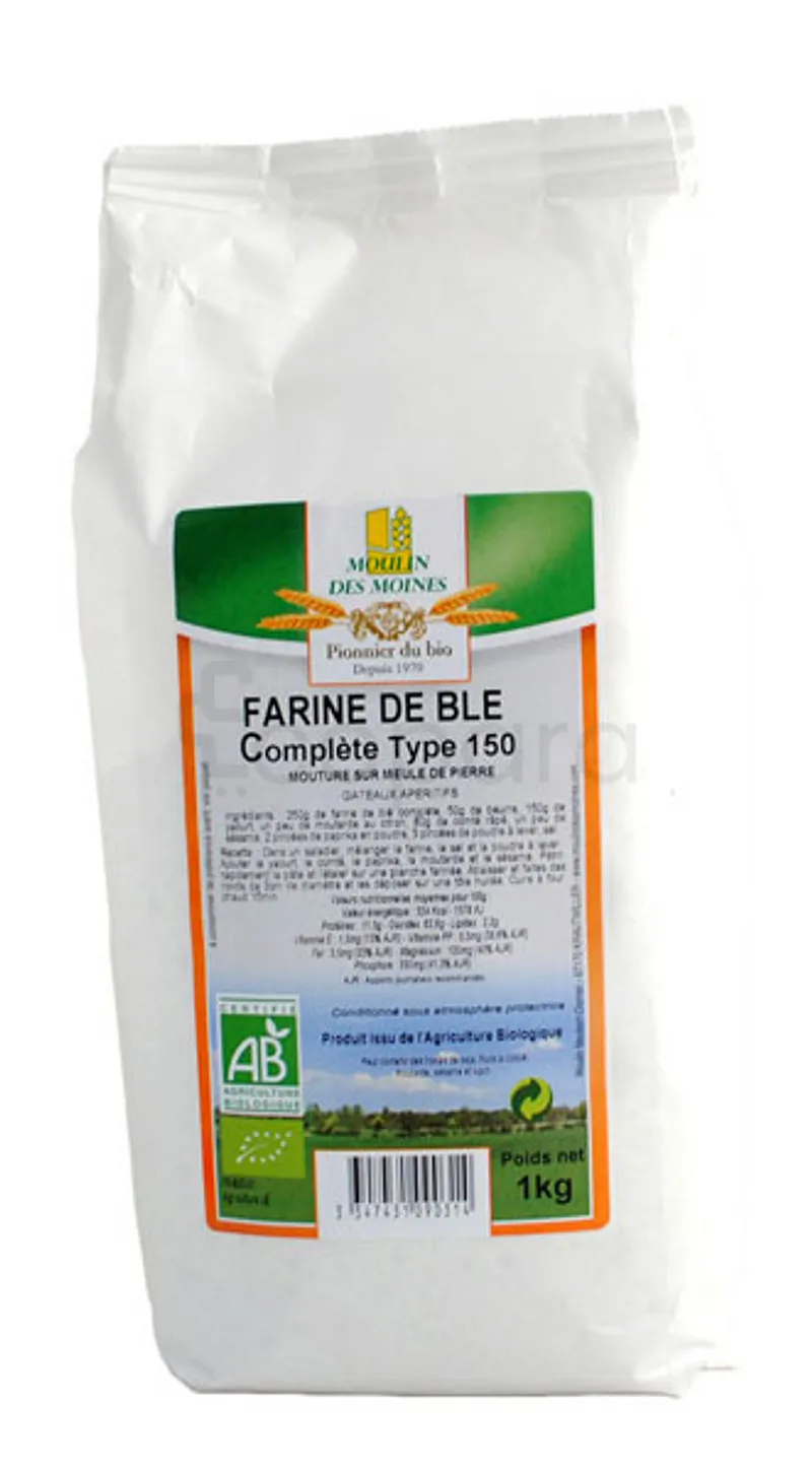 MOULIN DES MOINES FARINE BLE COMPLETE TYPE 150 1KG