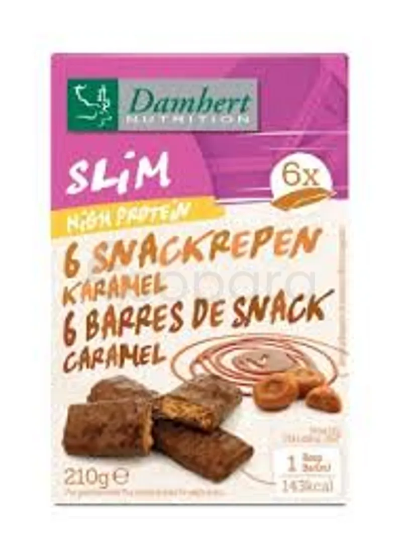 DAMHERT NUTRITION SLIM BARRES DE SNACK CARAMEL HIGH PROTEIN 210G BOITE DE 6