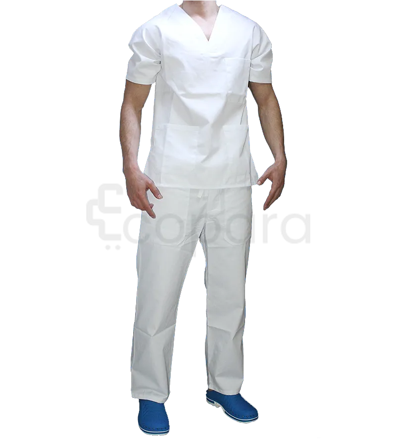 PYJAMA MEDICAL BLANCHE DEMI MANCHES TAILLE S REFERENCE PYJ-BL