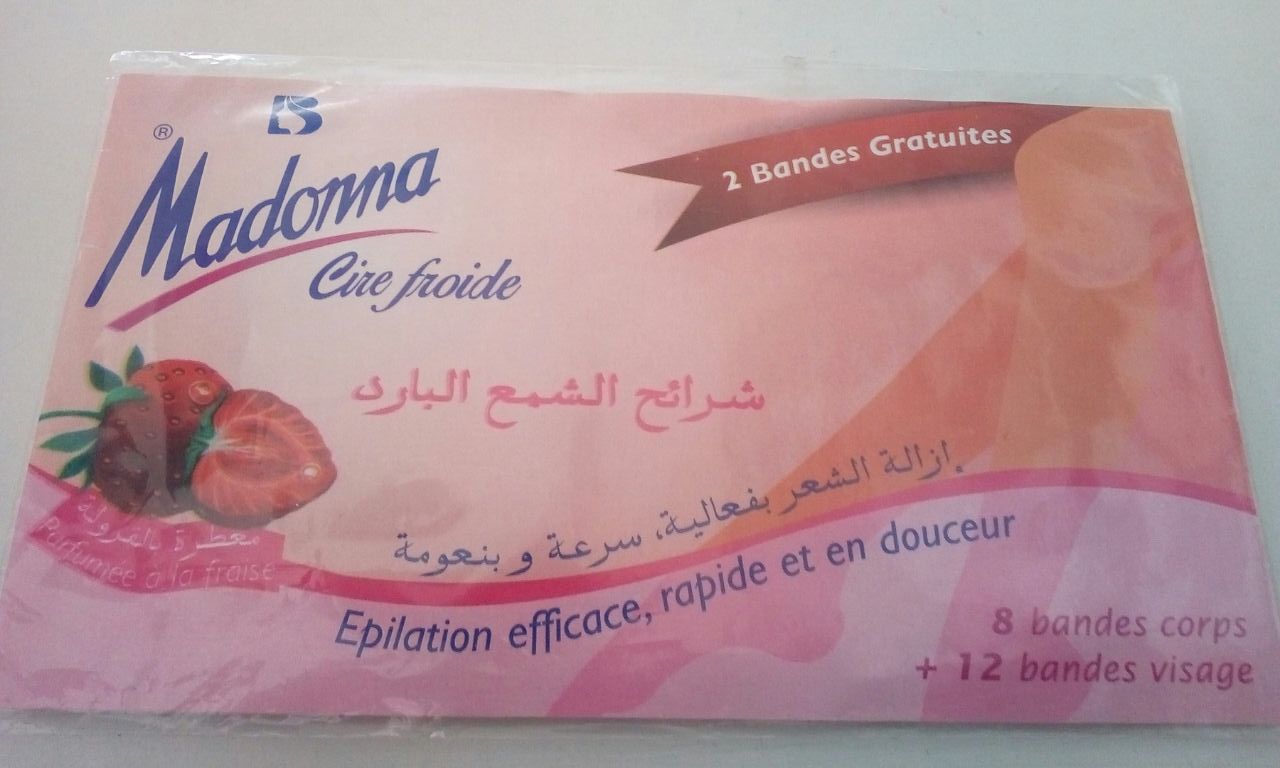 MADONNA CIRE FROIDE 8 BANDES CORPS + 12 BANDES VISAGE PARFUMEE A LA FRAISE