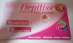 DEPILISS BANDES DE CIRE FROIDE FRAISE 12 BANDES VISAGE + 8 BANDES CORPS