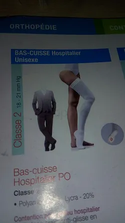 LOCAMED BAS CUISSE HOSPITALIER UNISEXE CLASSE 2 PO BLANC TAILLE 3 REFERENCE E403H
