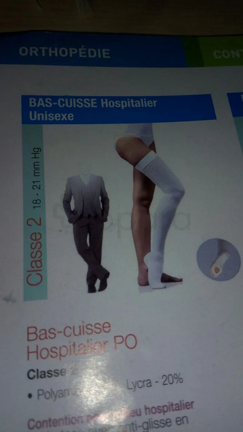 LOCAMED BAS CUISSE HOSPITALIER UNISEXE CLASSE 2 PO BLANC TAILLE 3 REFERENCE E403H