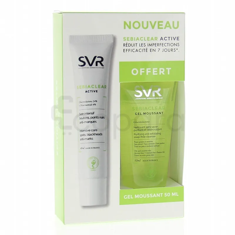 SVR SEBIACLEAR ACTIVE 40ML + SEBIACLEAR GEL MOUSSANT 50ML OFFERT