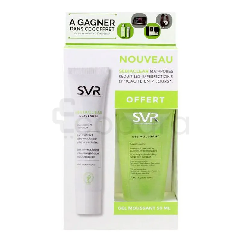 SVR SEBIACLEAR MAT PORES 40ML + SEBIACLEAR GEL MOUSSANT 50ML OFFERT