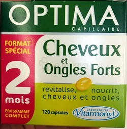 OPTIMA CAPILLAIRE CHEVEUX ET ONGLES FORTS FORMAT SPECIAL 2MOIS BOITE DE 120 CAPSULES