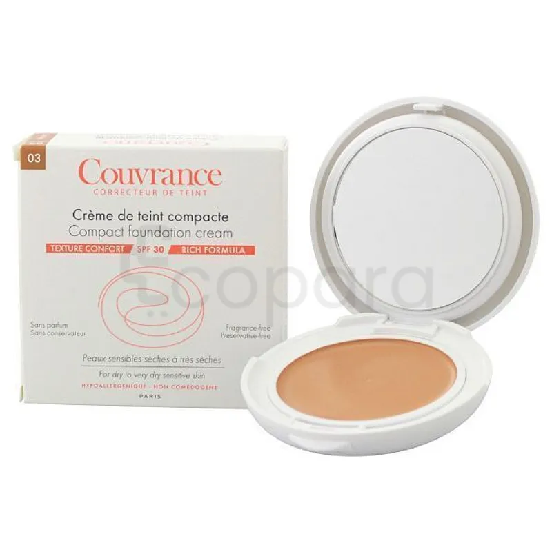 AVENE COUVRANCE CREME DE TEINT COMPACTE NUMERO 03 SABLE SPF30 PEAUX SECHES A TRES SECHES 10G