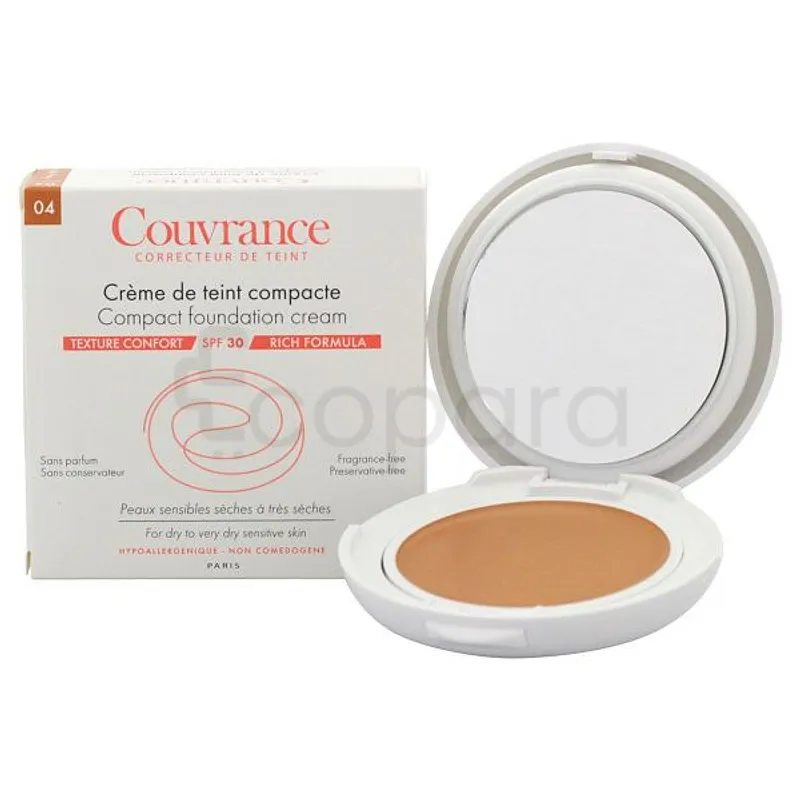AVENE COUVRANCE CREME DE TEINT COMPACTE NUMERO 04 MIEL SPF30 PEAUX SECHES A TRES SECHES 10G
