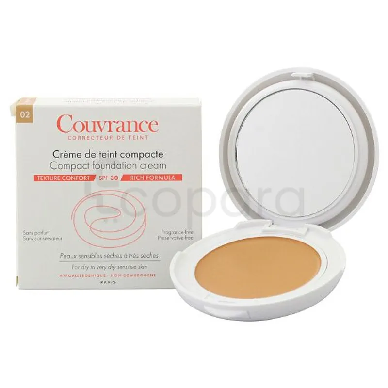 AVENE COUVRANCE CREME DE TEINT COMPACTE NUMERO 02 NATUREL SPF30 PEAUX SECHES A TRES SECHES 10G