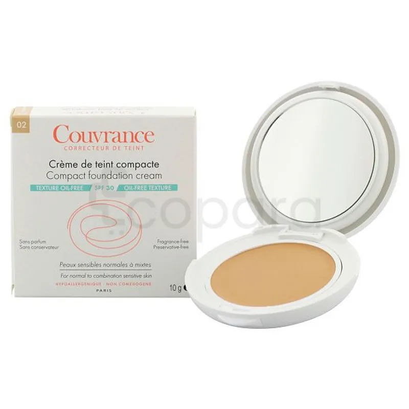 AVENE COUVRANCE CREME DE TEINT COMPACTE NUMERO 02 NATUREL SPF30 PEAUX NORMALES A MIXTES 10G