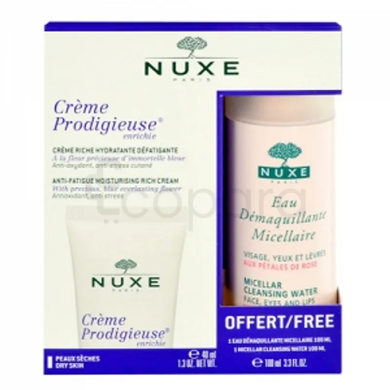 NUXE CREME PRODIGIEUSE ENRICHIE 40ML + EAU DEMAQUILLANTE MICELLAIRE 100ML OFFERTE