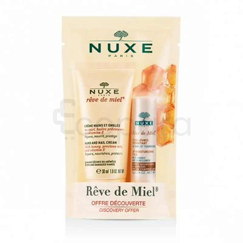NUXE REVE DE MIEL CREME MAINS ET ONGLES 30ML + REVE DE MIEL STICK A LEVRES HYDRATANT 4G
