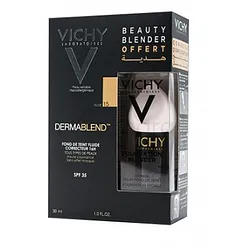 VICHY DERMABLEND FOND DE TEINT FLUIDE CORRECTEUR 16H NUMERO 25 NUDE 30ML + BEAUTY BLENDER OFFERT
