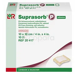 LOHMANN ET RAUSCHER LR SUPRASORB P HYDROCELLULAIRE PU ADHESIF 10CM*10CM BOITE DE 10 REFERENCE 20417