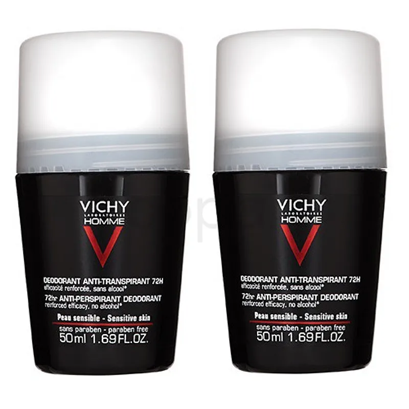 VICHY HOMME DEODORANT ANTI-TRANSPIRANT 72H ROLL-ON 50ML*2 BOITE DE 2