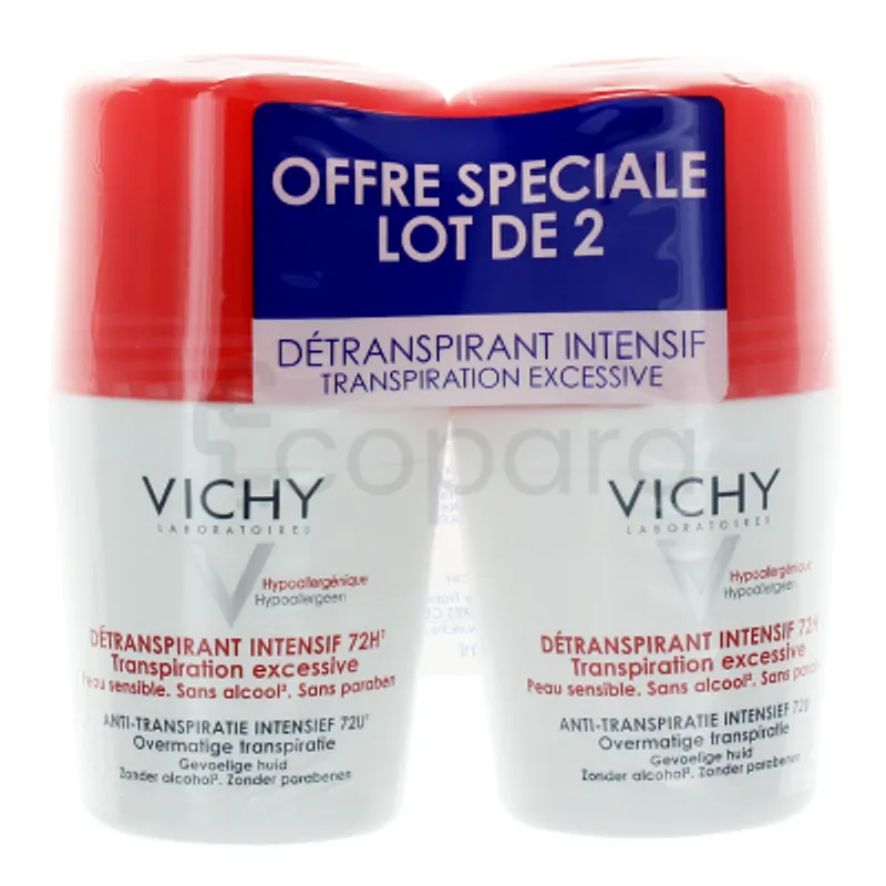 VICHY DETRANSPIRANT INTENSIF 72H TRANSPIRATION EXCESSIVE ROLL-ON 50ML*2 BOITE DE 2