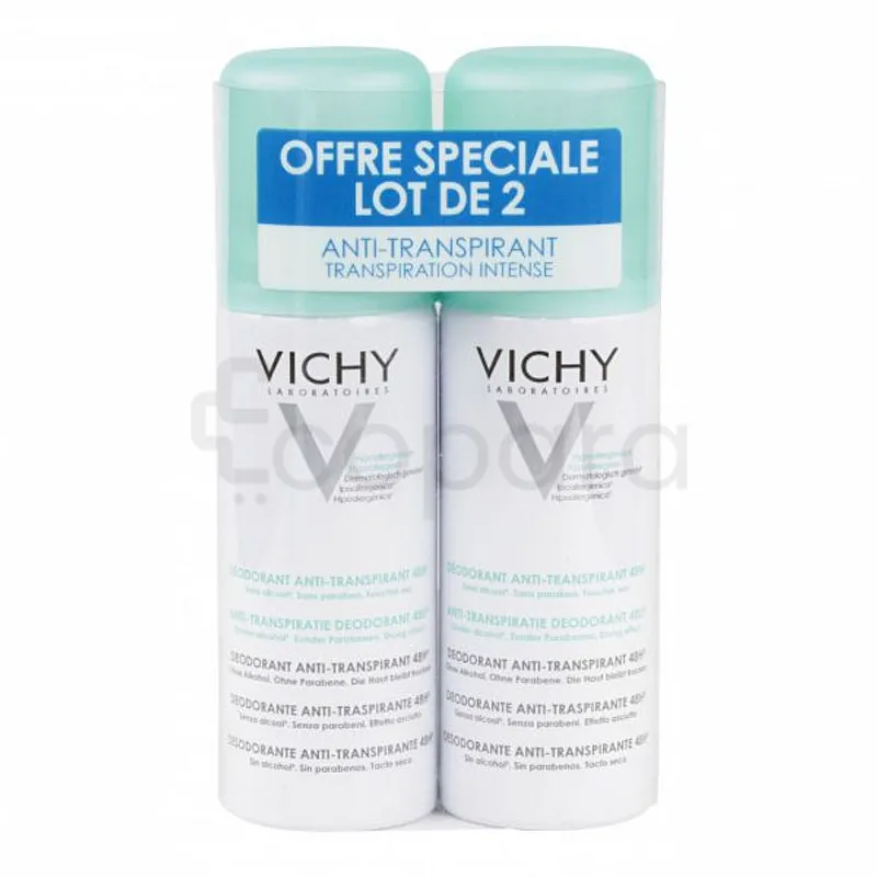VICHY DEODORANT ANTI-TRANSPIRANT 48H TRANSPIRATION INTENSE AEROSOL 125ML BOITE DE 2