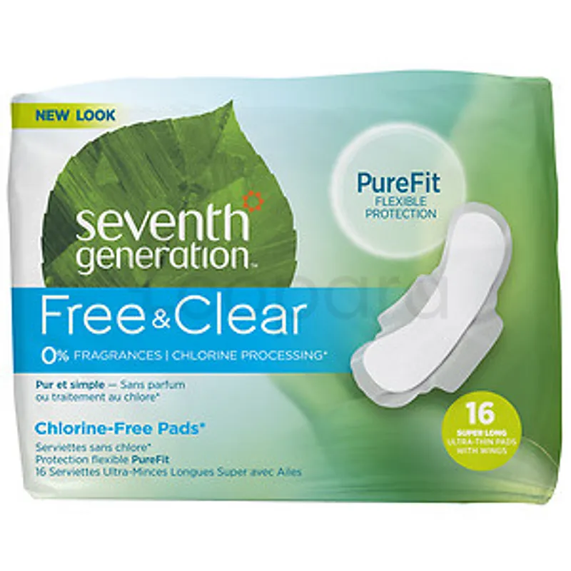 SEVENTH GENERATION FREE & CLEAR SERVIETTES SUPER LONG CHLORINE FREE BOITE DE 16