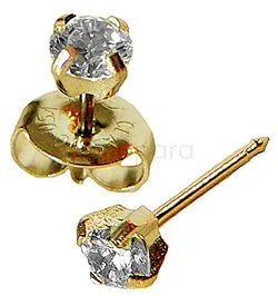 CUBIC ZIRCONIA BOUCLE GOLD PLATED 4MM