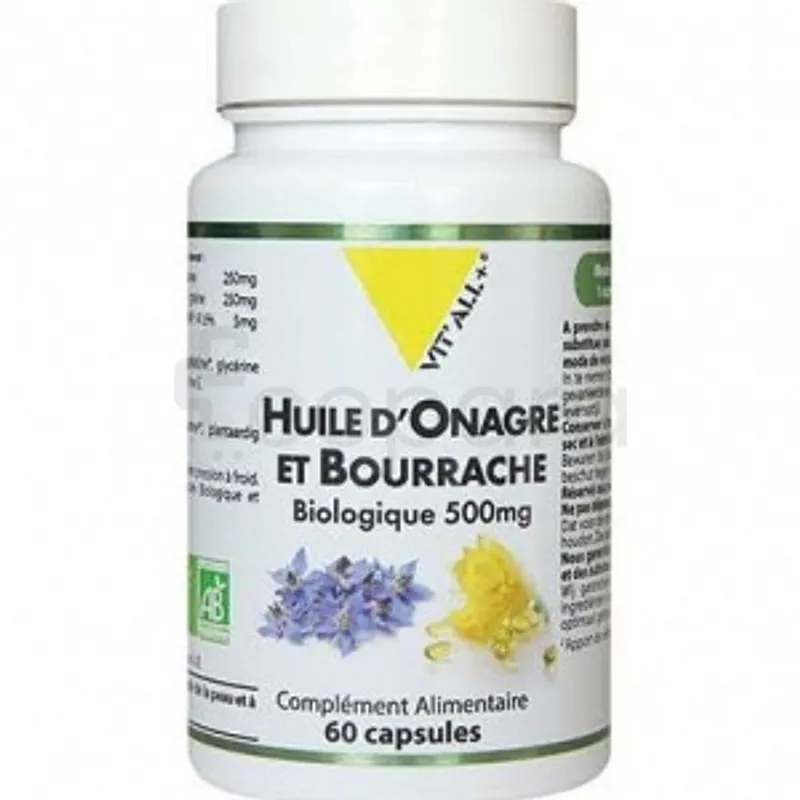 VITALL+ HUILE D'ORANGE ET BOURRACHE 500MG BOITE DE 60 CAPSULES