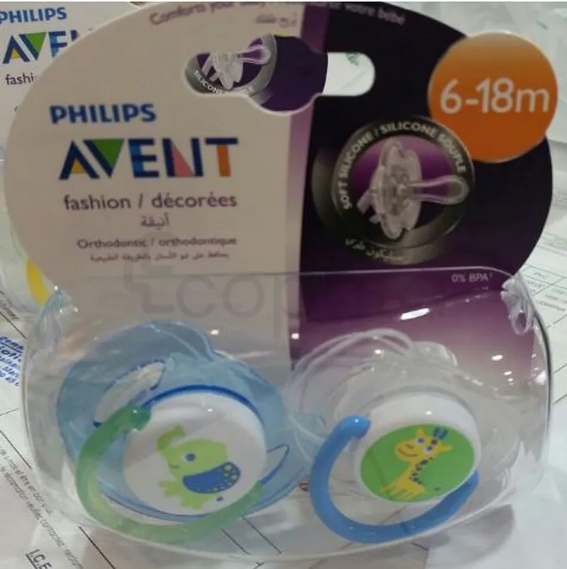 AVENT SUCETTES DECOREES 6-18MOIS BOITE DE 2 REFERENCE SCF195/22