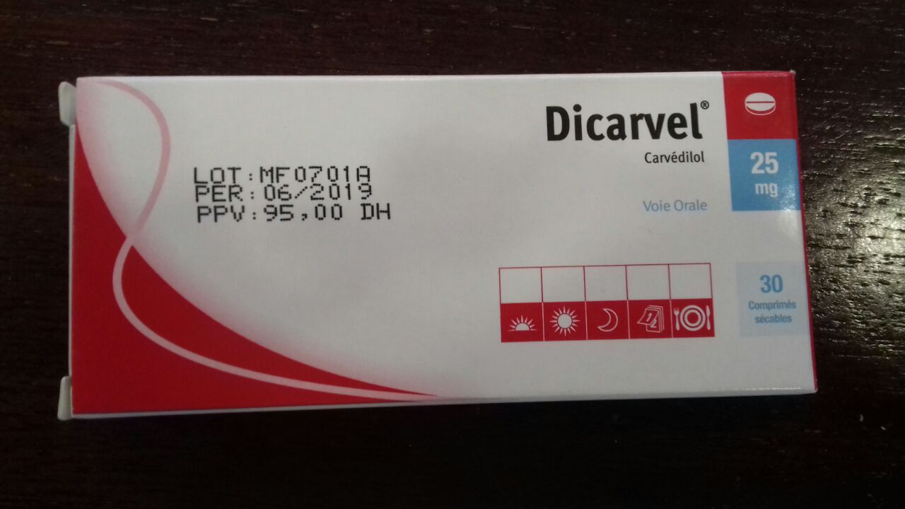 DICARVEL 25MG BOITE DE 30 COMPRIMES SECABLES