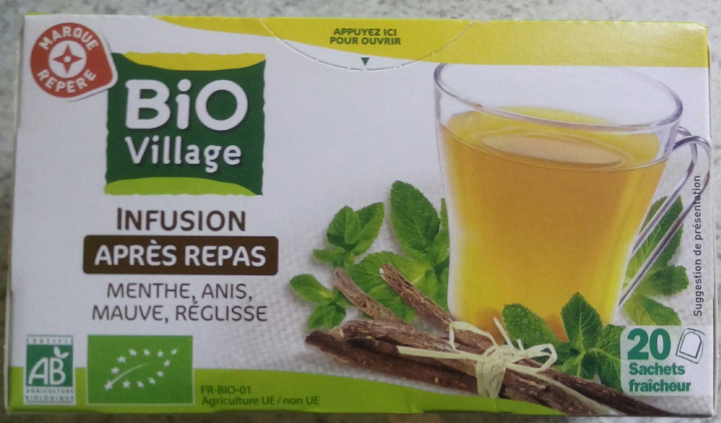 BIO VILLAGE INFUSION APRES REPAS BOITE DE 20 SACHETS