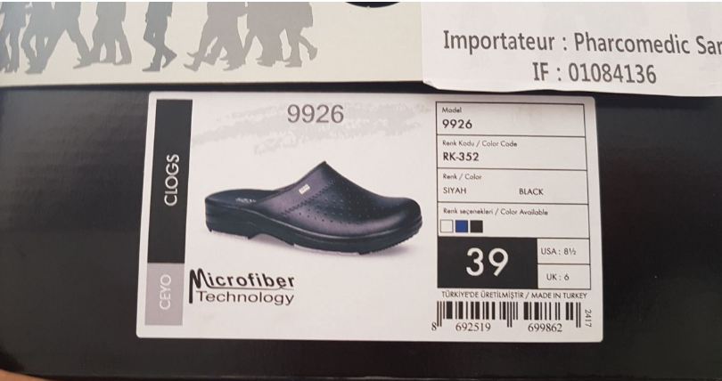 CEYO SABOT CLOGS NOIR TAILLE 39 REFERENCE 9926