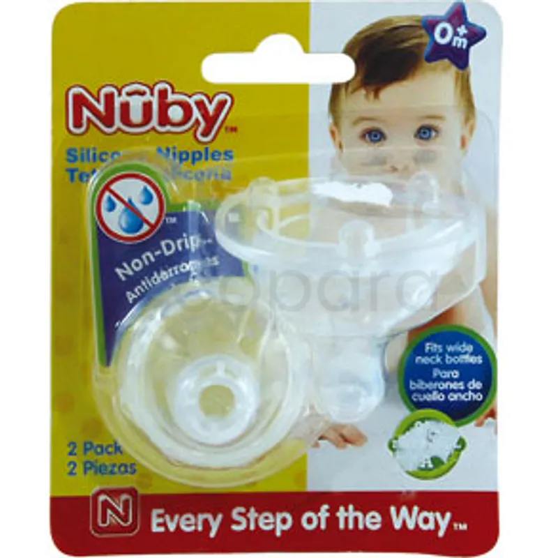 NUBY TETINE A COL LARGE ANTI-COLIQUE POUR LIQUIDE EPAIS +4MOIS BOITE DE 2 REFERENCE 20-ID00923