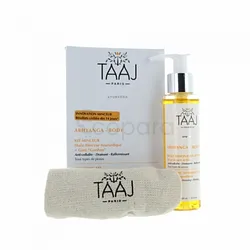 TAAJ ABHYANGA KIT HUILE MINCEUR AYURVEDIQUE 100ML + GANTS GARSHAN