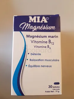 MIA MAGNESIUM MAGNESIUM MARIN VITAMINE B12 VITAMINE B6 BOITE DE 30 GELULES