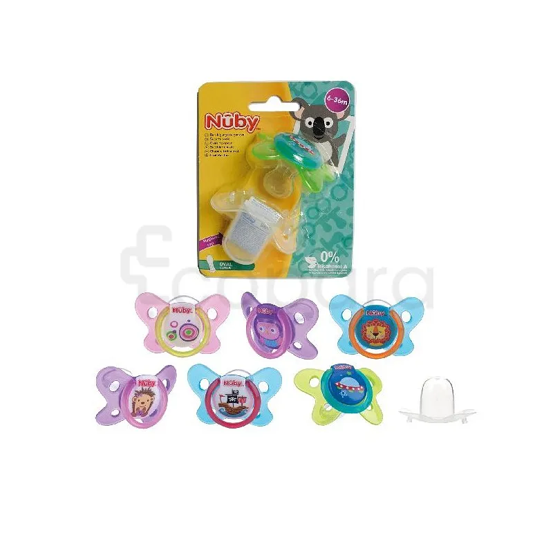 NUBY SUCETTE EN SILICONE OVAL CLASSIC AVEC COUVERCLE 6-36MOIS REFERENCE 68228