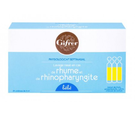 GIFRER LAVAGE NASAL EN CAS DE RHUME ET DE RHINOPHARYNGITE BEBE 20 UNIDOSES 5ML