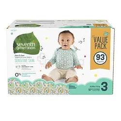 SEVENTH GENERATION COUCHES BEBE 3 PACKS TAILLE 3 BOITE DE 93