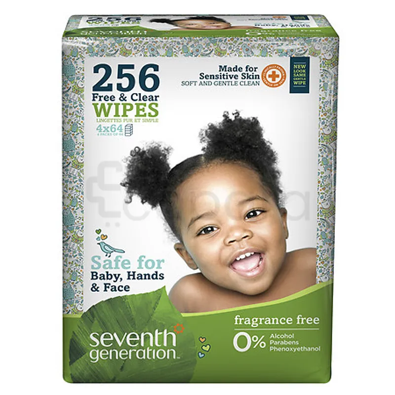 SEVENTH GENERATION WIPES LINGETTES 4*64 BOITE DE 256