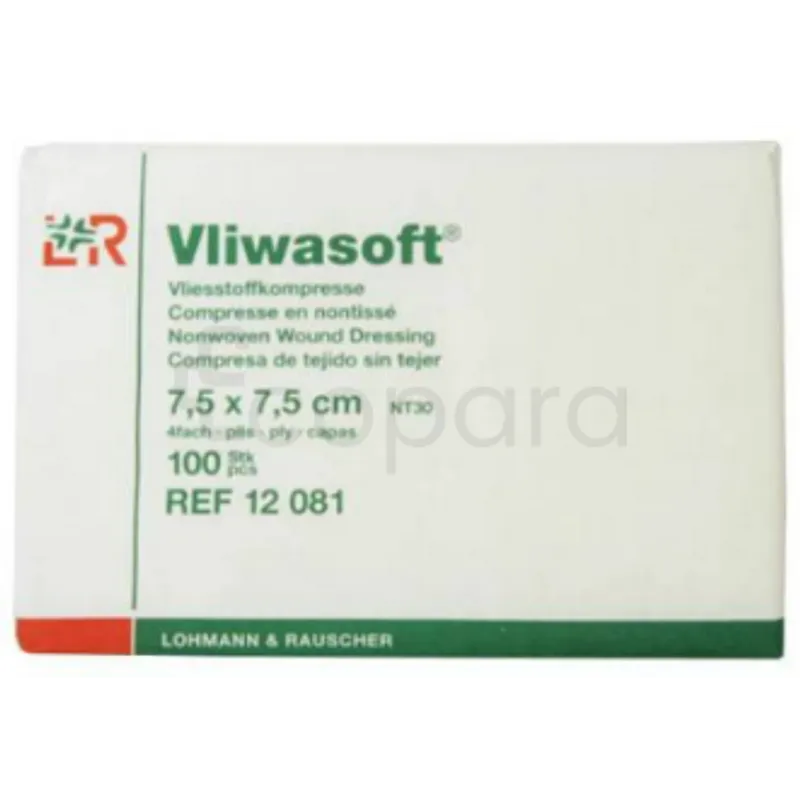 LOHMANN ET RAUSCHER LR VLIWASOFT COMPRESSES NON TISSEES 7.5CM*7.5CM BOITE DE 100 REFERENCE 12081