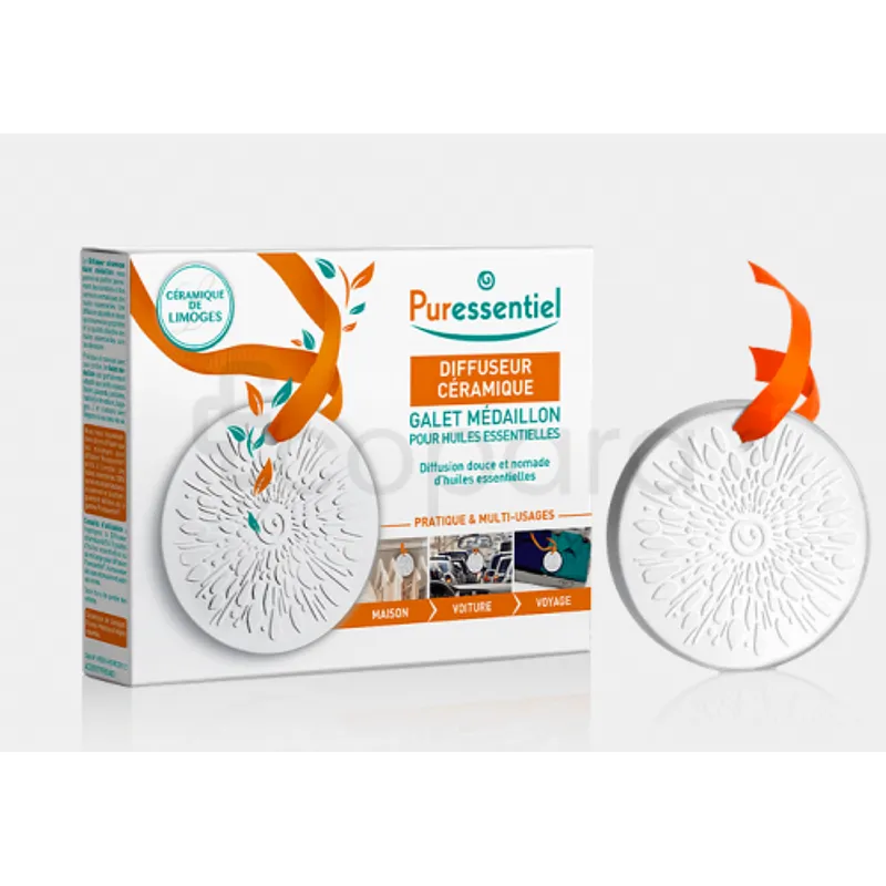 PURESSENTIEL DIFFUSEUR CERAMIQUE GALET MEDAILLON POUR HUILES ESSENTIELLES REFERENCE 6018438