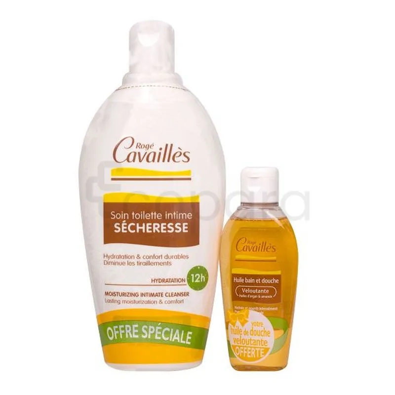 ROGE CAVAILLES PACK SOIN TOILETTE INTIME SECHERESSE 500ML + HUILE DE BAIN ET DOUCHE VELOUTANTE 75ML OFFERTE