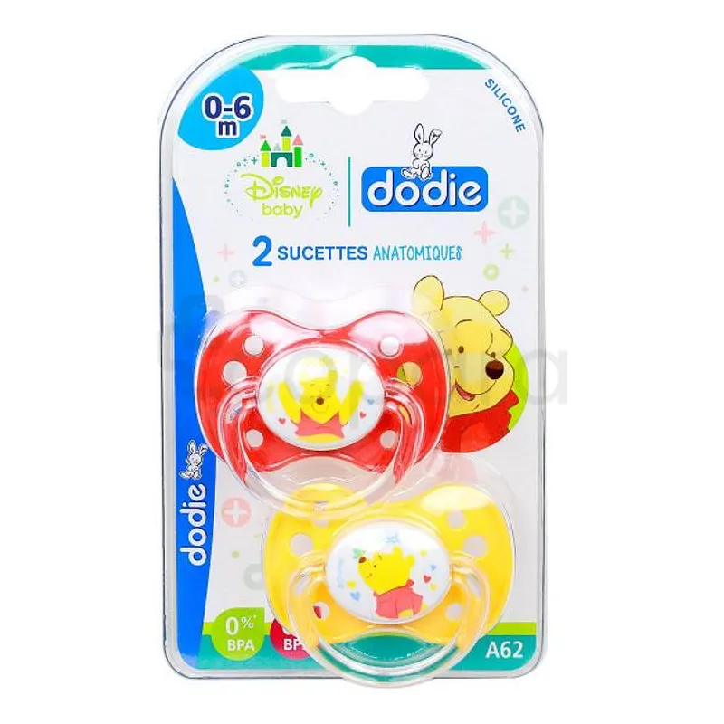DODIE SUCETTE ANATOMIQUE WINNIE 0-6MOIS BOITE DE 2 REFERENCE NA62