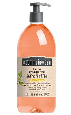LE COMPTOIR DU BAIN SAVON TRADITIONNEL MARSEILLE FLEUR D'ORANGER 1L REFERENCE CB_SMT006
