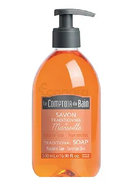 LE COMPTOIR DU BAIN SAVON TRADITIONNEL MARSEILLE MANDARINE SAUGE 500ML REFERENCE CB_SMT015