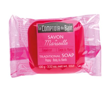 LE COMPTOIR DU BAIN SAVON MARSEILLE COQUELICOT 100G REFERENCE CB_SVM002