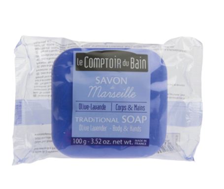LE COMPTOIR DU BAIN SAVON MARSEILLE OLIVE LAVANDE 100G REFERENCE CB_SVM005