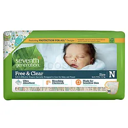 SEVENTH GENERATION FREE & CLEAR TAILLE N NOURRISSON 4.5KG BOITE DE 36