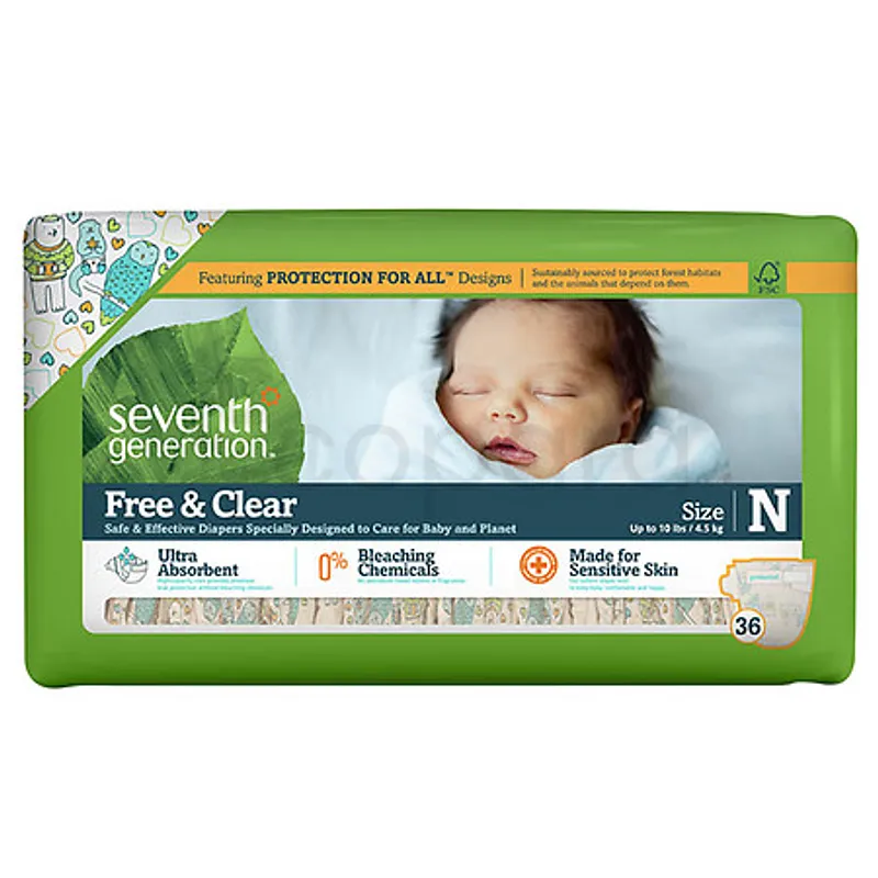SEVENTH GENERATION FREE & CLEAR TAILLE N NOURRISSON 4.5KG BOITE DE 36